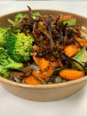 Vegan Mudardara with Vegetables  at Gaia's Urban Eatery in Charlottetown