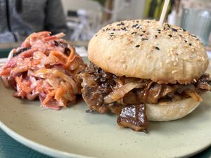Pulled BBQ mushroom 🍄 🍔   at Gaia's Urban Eatery in Charlottetown