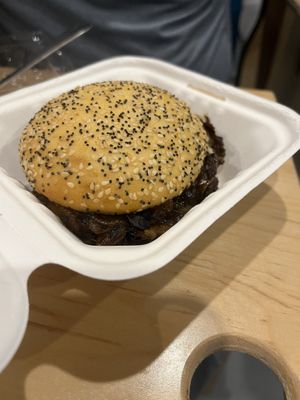Gf pulled mushroom bbq burger   at Gaia's Urban Eatery in Charlottetown