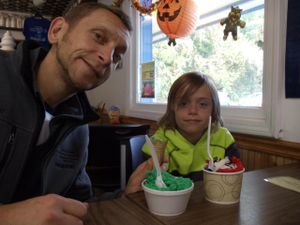  Homemade vegan pistachio and vanilla with toppings. Delicious!!! at The Great Escape Ice Cream Parlor in Watkins Glen