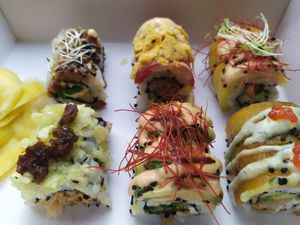 Pickles and safran topping at Loco Sushi in Hamburg