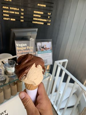 Dark chocolate and hazelnut. So rich and creamy!!!  at UAO by Mú - Healthy Italian Gelato in Lisbon