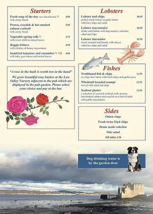 Menu at The Lobster Pot in Blackness