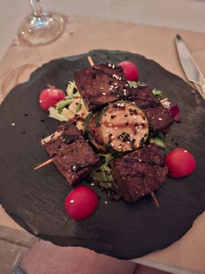 Pincho de tofu at La Época de Maricastaña in Aguadulce