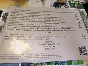 Menu at Granvegano in Poznan