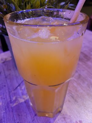Orange juice at Vegan Temple Bar in Amsterdam