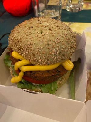 Seaweed burger at Vegan Temple Bar in Amsterdam