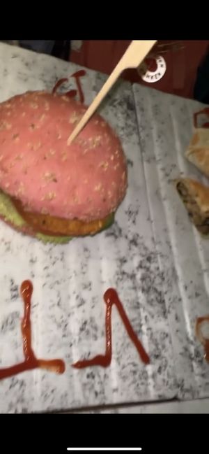 Chicken Burger (picture came from a video I took).  at Vegan Temple Bar in Amsterdam