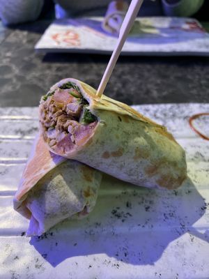 Shawarma wrap- minus red onion and jalapeños...  at Vegan Temple Bar in Amsterdam