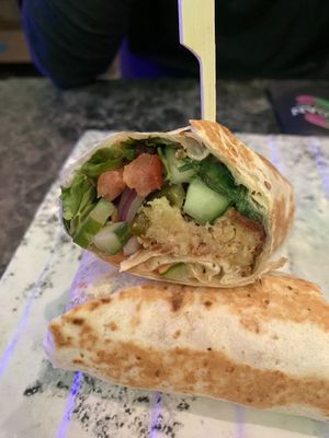 Inside of falafel wrap    at Vegan Temple Bar in Amsterdam