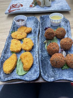 Bitterballen and chicken nuggets   at Vegan Temple Bar in Amsterdam
