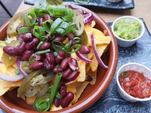 Loaded nachos at Vegan Temple Bar in Amsterdam