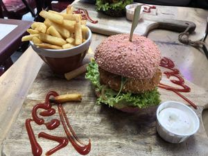 avocado burger  at Vegan Temple Bar in Amsterdam