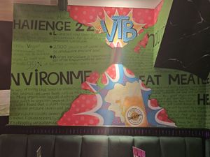 Inside decor has good vegan info and quotes at Vegan Temple Bar in Amsterdam