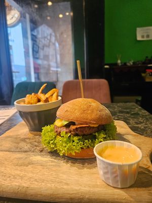 Gluten free bun at Vegan Temple Bar in Amsterdam