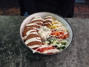 Falafel bowl at Vegan Temple Bar in Amsterdam