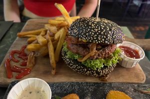 the smokey temple burger  at Vegan Temple Bar in Amsterdam