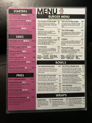 food menu  at Vegan Temple Bar in Amsterdam