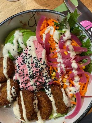 Great salat, the falafel were okay. at Vegan Temple Bar in Amsterdam