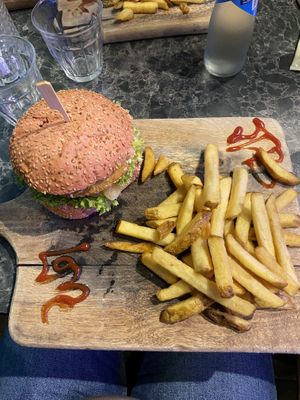 Avocado burger with mayo lettuce, tomato and smoked cheese slice  at Vegan Temple Bar in Amsterdam