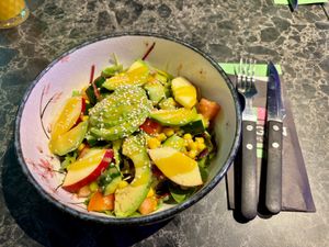 The avocado salad. A must try! at Vegan Temple Bar in Amsterdam