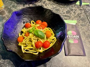 The pesto pasta. Delicious! at Vegan Temple Bar in Amsterdam