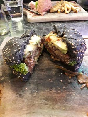 Smokey burger at Vegan Temple Bar in Amsterdam