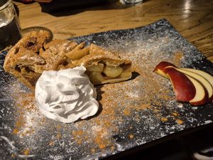 Apple pie (which was very tasty! ) at Vegan Temple Bar in Amsterdam