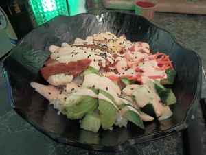 Avocado chick'n bowl. at Vegan Temple Bar in Amsterdam