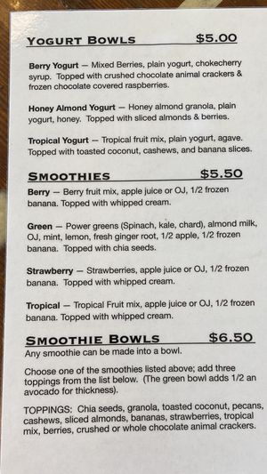 Menu  at The Coffee Depot in Mount Pleasant