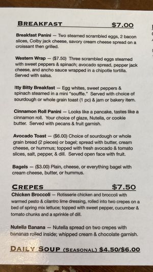 Menu  at The Coffee Depot in Mount Pleasant