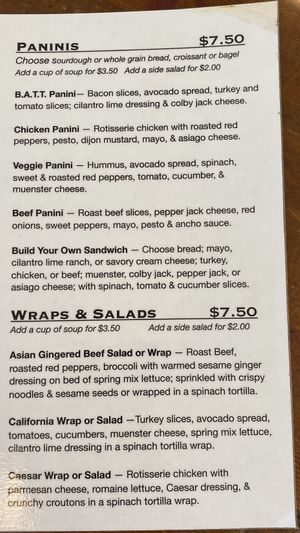 Menu  at The Coffee Depot in Mount Pleasant