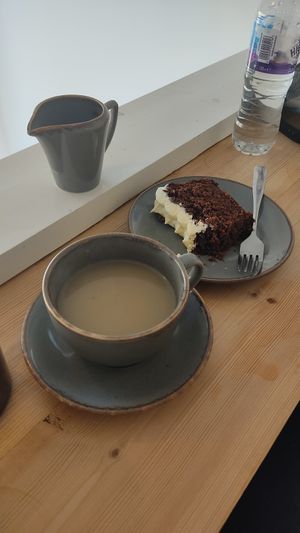 Carrot cake and tes at aran in Linlithgow