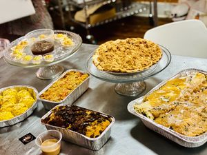 Full thanksgiving spread! (Send an email if you want something savory or a meal plan made for you) 
Feat. Butternut lasagna, fried apple stuffing, deviled eggs, pumpkin sage biscu at The Indignant Platypus in Louisville