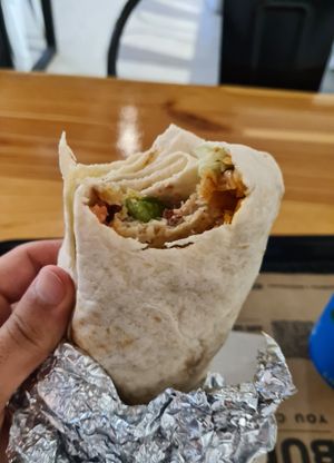 Burrito including vegan chicken nuggets at Burritos - Trafalgar in Valencia