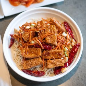 Kung Pao Tofu Noodle Bowl at Uptown China Restaurant in Seattle