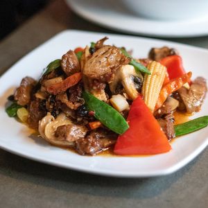 Mock Duck with Colorful Vegetable at Uptown China Restaurant in Seattle
