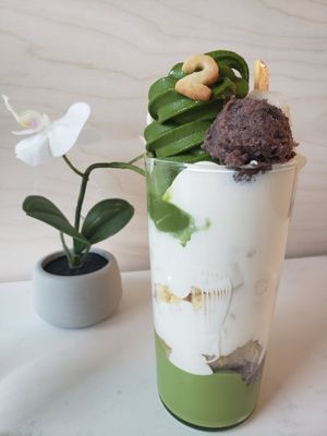Anniversary parfait at Whisk Matcha Cafe in Vancouver