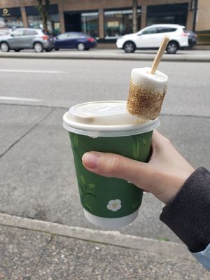 Toasted matcha mellow latte at Whisk Matcha Cafe in Vancouver