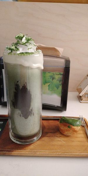 Their beautiful hot chocolate festival drink! 😻 at Whisk Matcha Cafe in Vancouver