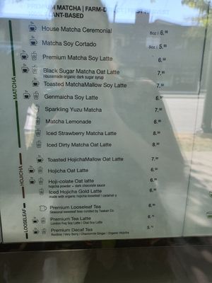 Memu at Whisk Matcha Cafe in Vancouver