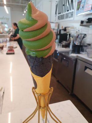 Matcha soft serv at Whisk Matcha Cafe in Vancouver