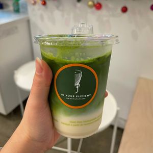 soy milk matcha latte   at Whisk Matcha Cafe in Vancouver