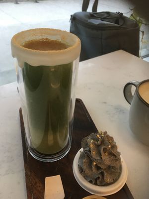 Whipped black sesame topping at Whisk Matcha Cafe in Vancouver