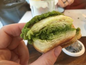 Matcha croissant  at Whisk Matcha Cafe in Vancouver