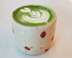 Matcha cortado at Whisk Matcha Cafe in Vancouver