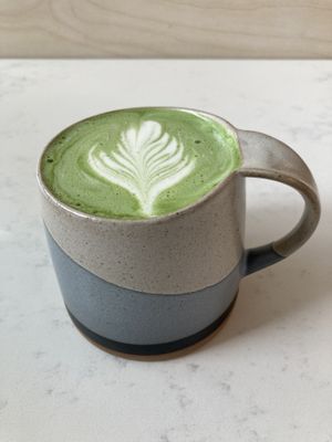 Matcha oat milk latte  at Whisk Matcha Cafe in Vancouver