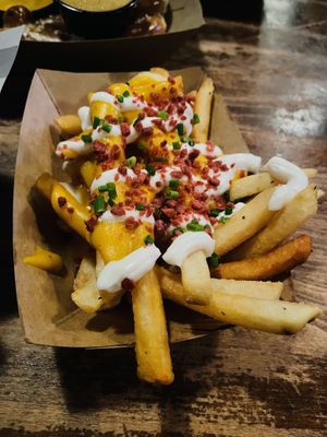 Loaded fries with fake baconn #Veganuary at The Vanguard in Milwaukee