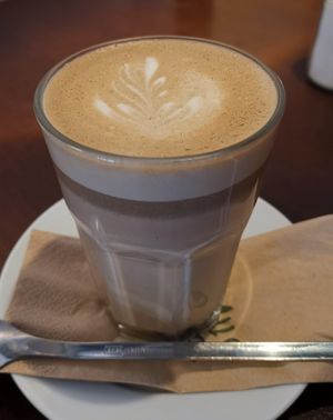 Roasted Matcha Latte vegan (pea) at Kaffeehaus in Luebeck