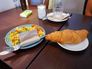 Scrambled Tofu & vegan Croissant at Kaffeehaus in Luebeck